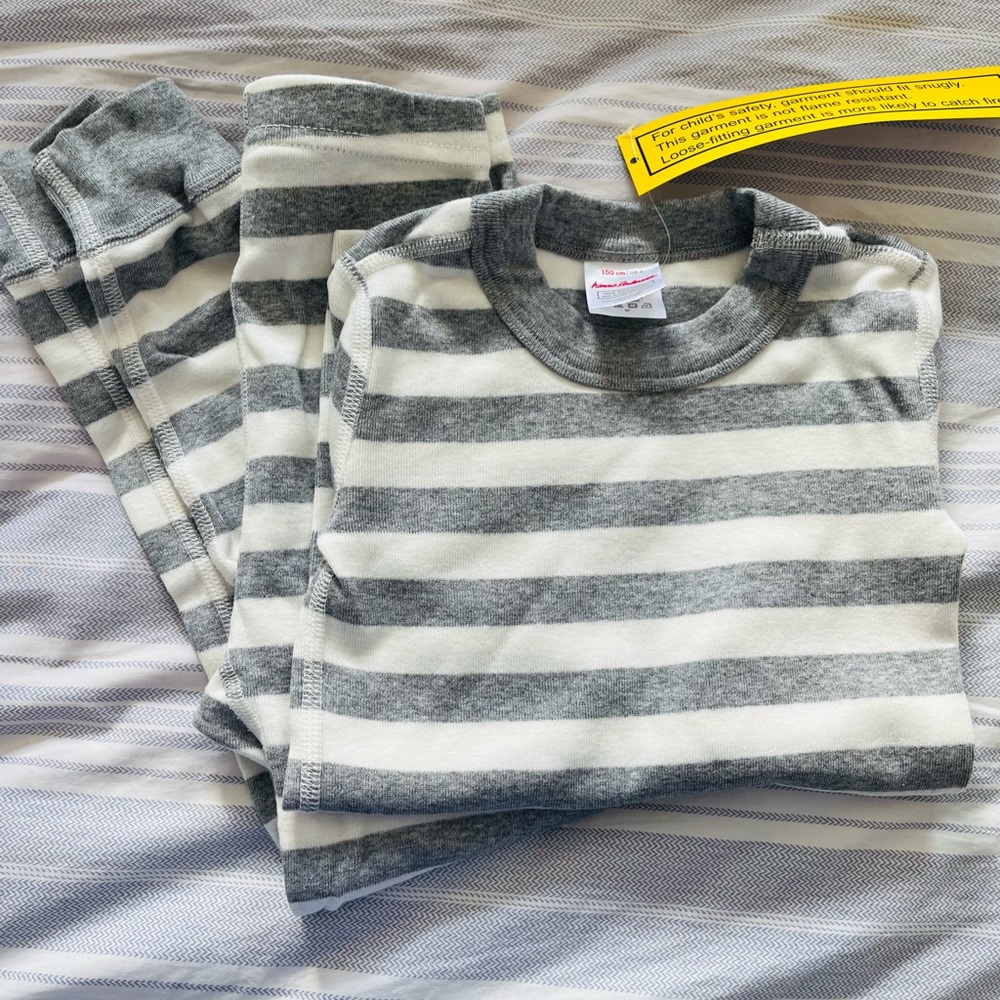 Hanna andersson grey and white striped pajamas!